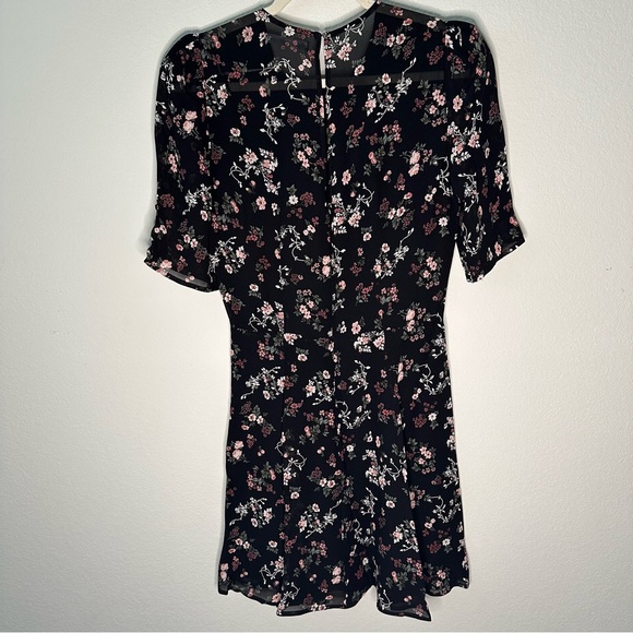 NWT Reformation Black Half Sleeve Short Dress in Jolene Floral SZ US 6, M - Picture 6 of 12